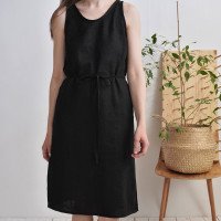 Robe en lin sans manches à fentes MEKONG