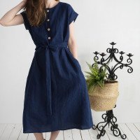 Robe chemise midi en lin à ceinture LIMPOPO