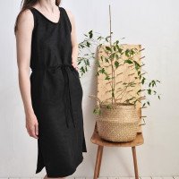 Robe en lin sans manches à fentes MEKONG