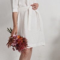 Robe de mariée trapèze en lin à ceinture JAPURA