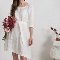 Robe de mariée trapèze en lin à ceinture JAPURA