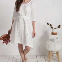 Robe de mariée trapèze en lin à ceinture JAPURA