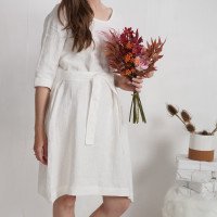 Robe de mariée trapèze en lin à ceinture JAPURA