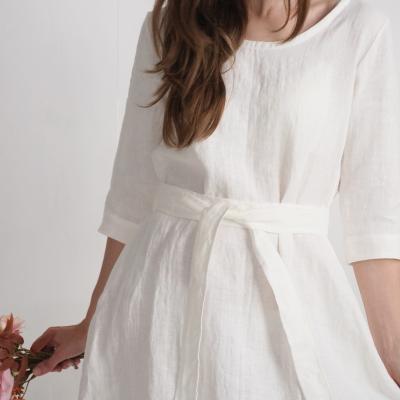 Robe de mariée trapèze en lin à ceinture JAPURA