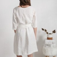 Robe de mariée trapèze en lin à ceinture JAPURA