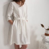 Robe de mariée trapèze en lin à ceinture JAPURA