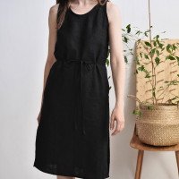 Robe en lin sans manches à fentes MEKONG