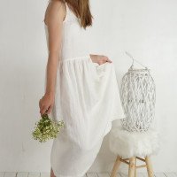 Robe de mariée longue en lin à bretelles et fronces ZAMBEZI