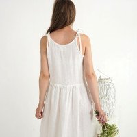 Robe de mariée longue en lin à bretelles et fronces ZAMBEZI