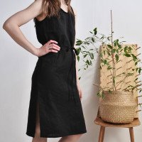 Robe en lin sans manches à fentes MEKONG