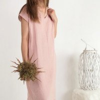 Robe de demoiselle d’honneur en lin à col V MADEIRA