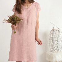 Robe de demoiselle d’honneur en lin à col V MADEIRA