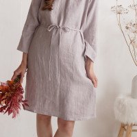 Robe de demoiselle d’honneur midi en lin à manches longues SINDHU