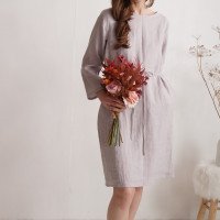 Robe de demoiselle d’honneur midi en lin à manches longues SINDHU