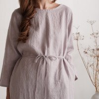 Robe de demoiselle d’honneur midi en lin à manches longues SINDHU