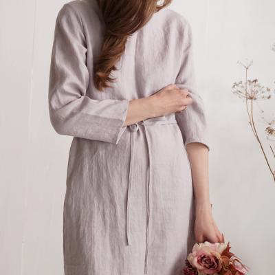 Robe de demoiselle d’honneur midi en lin à manches longues SINDHU