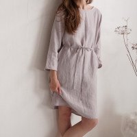 Robe de demoiselle d’honneur midi en lin à manches longues SINDHU