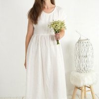 Robe de mariée en lin à taille empire pour la grossesse AMAZON