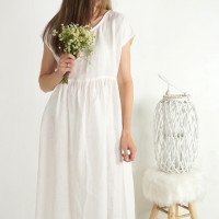 Robe de mariée en lin à taille empire pour la grossesse AMAZON