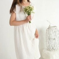 Robe de mariée en lin à taille empire pour la grossesse AMAZON