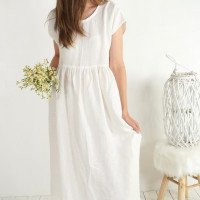 Robe de mariée en lin à taille empire pour la grossesse AMAZON