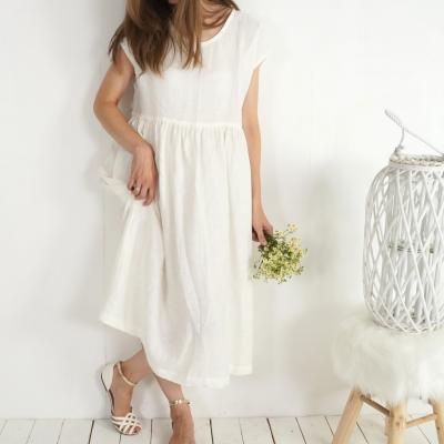 Robe de mariée en lin à taille empire pour la grossesse AMAZON