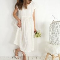 Robe de mariée en lin à taille empire pour la grossesse AMAZON