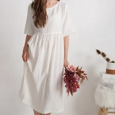 Linen country wedding dress, pregnant wedding dress - COLORADO