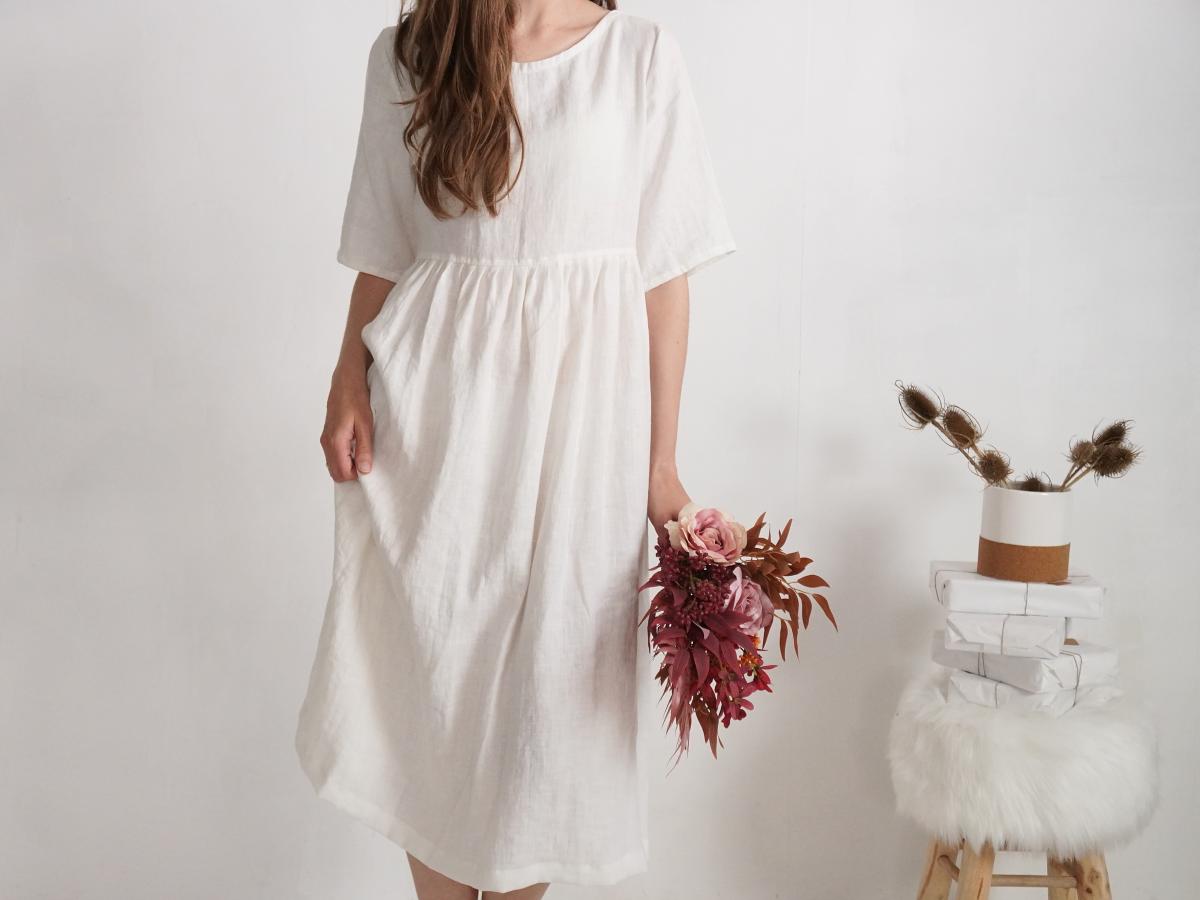 Robe de mariée bohème en lin pour la grossesse COLORADO