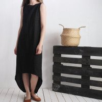 Robe longue en lin à dos allongé PEARL
