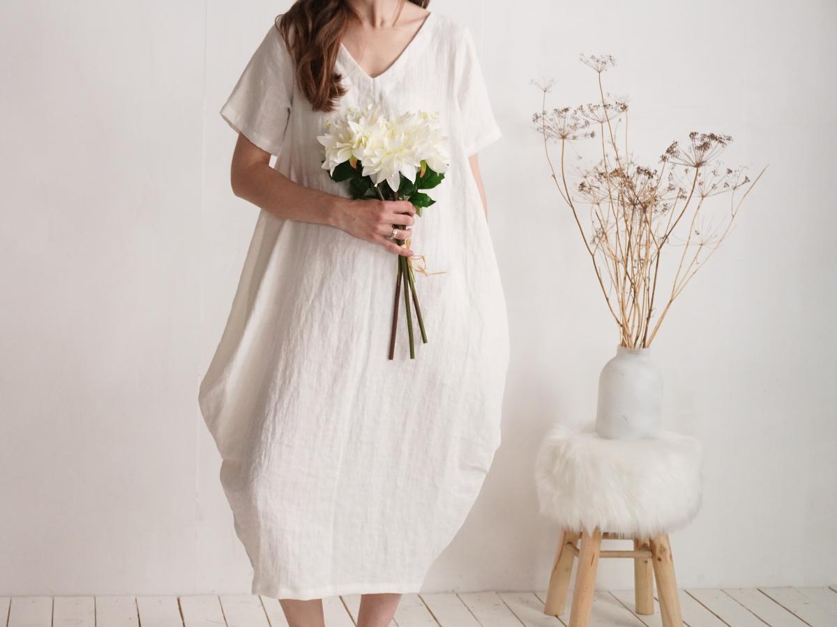 Robe de mariée boule en lin pour la grossesse BELAYA