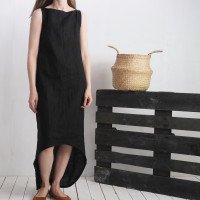 Robe longue en lin à dos allongé PEARL