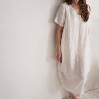 Robe de mariée boule en lin pour la grossesse BELAYA