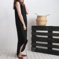 Robe longue en lin à dos allongé PEARL