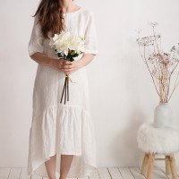 Robe de mariée longue bohème en lin à volant CONGO