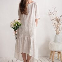 Robe de mariée longue bohème en lin à volant CONGO