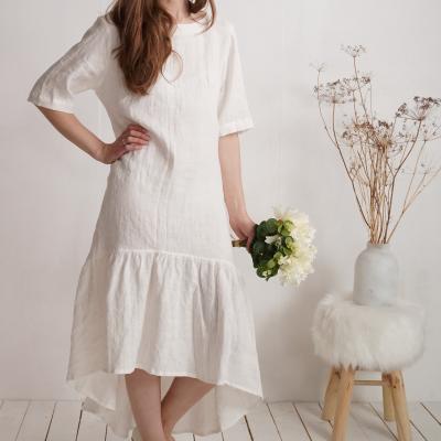 Robe de mariée longue bohème en lin à volant CONGO