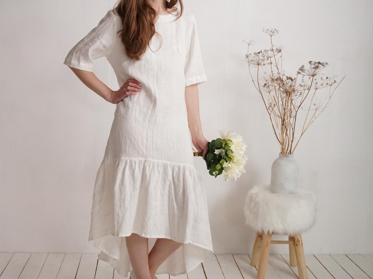 Robe de mariée longue bohème en lin à volant CONGO