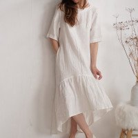 Robe de mariée longue bohème en lin à volant CONGO