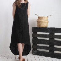 Robe longue en lin à dos allongé PEARL