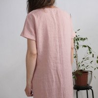 Robe de demoiselle d’honneur midi en lin à col V et poches INDUS