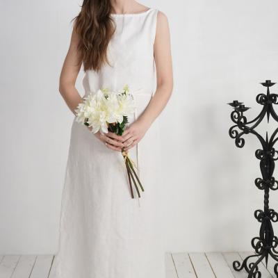 Robe de mariée longue en lin à dos ouvert TAGUS