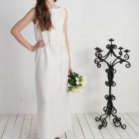Robe de mariée longue en lin à dos ouvert TAGUS