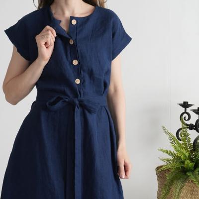Robe chemise midi en lin à ceinture LIMPOPO