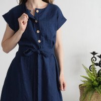 Robe chemise midi en lin à ceinture LIMPOPO