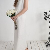 Robe de mariée longue en lin à dos ouvert TAGUS