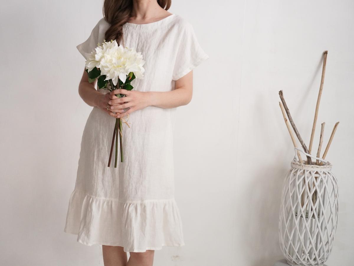 Robe de mariée rétro en lin à volant MAMORE