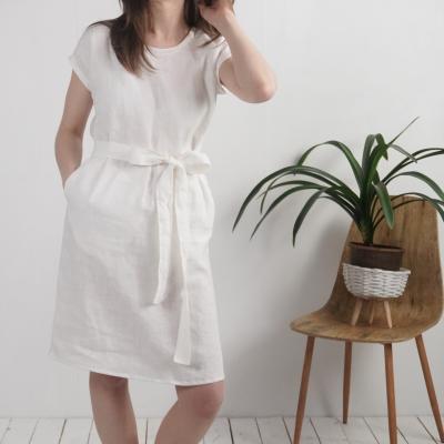 Robe de mariée midi en lin à ceinture SENEGAL