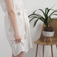 Robe de mariée midi en lin à ceinture SENEGAL