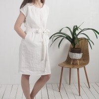 Robe de mariée midi en lin à ceinture SENEGAL